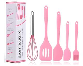 5pcs Silicone Kitchen Set-pink