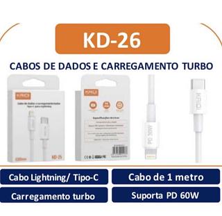 CABO DE DADOS E CARREGAMENTO TURBO TIPOC-IOS 60W KD-26 KAIDI