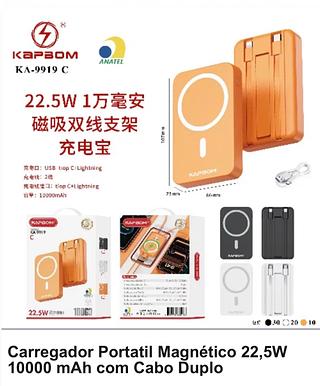 Carregador Portatil Magnético 22,5W 10000 mAh com Cabo Duplo