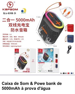 Caixa de Som & Powe bank de 5000mAh à prova d'água KAP