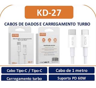 CABO DE DADOS E CARREGAMENTO TURBOTIPO-C TIPO-C 60W KD-27 KAIDI