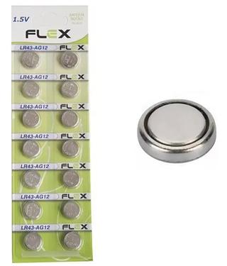 LR 43 Bateria Botão Alcalina FLEX