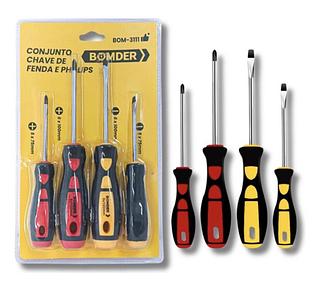 JOGO DE CHAVES FENDA E PHILLIPS 4 peças 3111