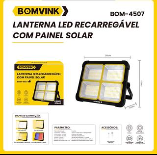 LANTERNA LED RECARREGÁVEL COM PAINEL SOLAR