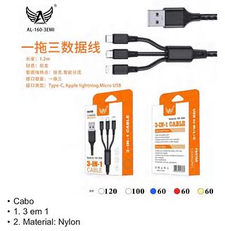 CABO 3IN1 V8 TIPO C IOS AL160