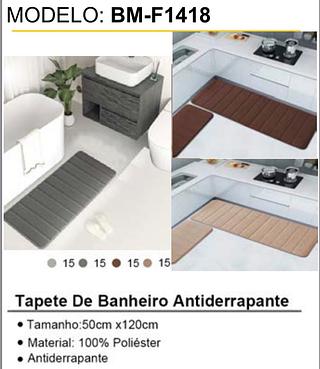 Tapete De Banheiro Antiderrapante • Tamanho:50cm x120cm • Material: 100% Poliéster • Antiderrapante F1418