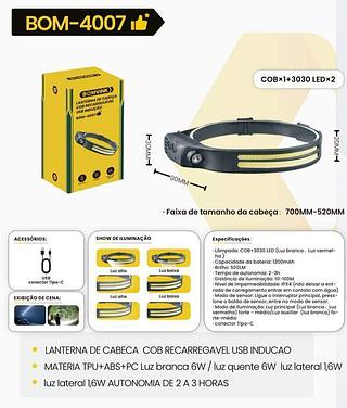 LANTERNA CABECA BOM-4007