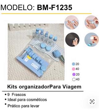Kits organizadorPara Viagem • 9 Frascos • Ideal para cosméticos • Prático para levar F1235