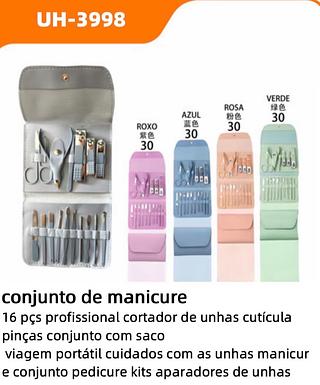 conjunto de manicure 16 pçs profissional cortador de unhas cutícula pinças conjunto com saco viagem portátil cuidados com as unhas manicur e conjunto pedicure kits aparadores de unhas 3998