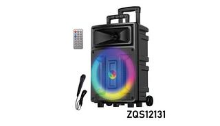 CAIXA DE SOM BLUETOOTH CIB COM RODAS DE 12" E MICROFONE COM FIO SEISA