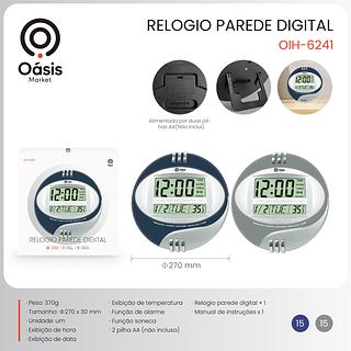 RELOGIO PAREDE DIGITAL OASIS OIH-6241