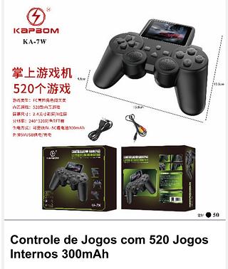 VIDEOGAME Controle de Jogos com 520 Jogos Internos 300mAh