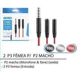CABO P3 FÊMEA P/ 2 P2 MACHO LE-0313M