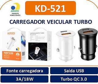 FONTE de CARRO KAIDI USB TIPO C