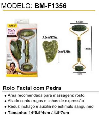 Rolo Facial com Pedra • Área recomendada para massagem: rosto. • Aliado contra rugas e linhas de expressão • Reduz inchaço e auxilia no estímulo sanguíneo