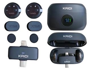 Microfone Lapela Sem Fio Preto Duplo Cor Sem Ruido Redondo C Preto KMF1-AC