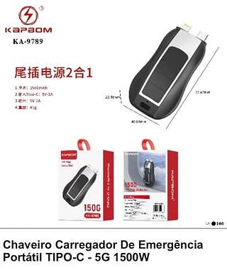 Power bank Chaveiro Carregador De Emergência Portátil TIPO-C - IOS 1500W
