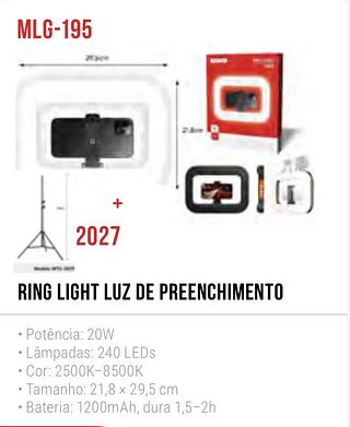 RING LIGHT LUZ DE PREENCHIMENTO TOMATE MLG 195