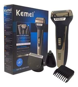 Maquina De Barbear Aparador Pelos Eletrico 3 Em 1 Kemei 6776 6558