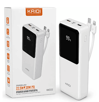 Carregador Power Bank 20000mAh 22.5W KAIDI KNC232