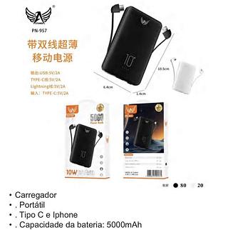 Carregador Portatil Power Bank 5000mah 10W PN-957