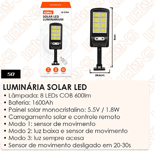 LUMINÁRIA SOLAR LED LE-2254
