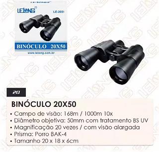 BINOCULO 20X50·Campo de visao:168m/1000m 10x LE2051