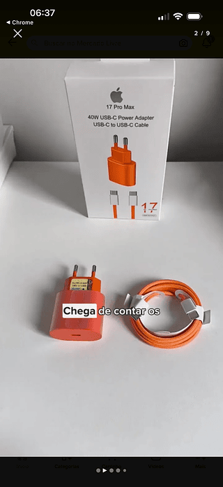 Carregador Turbo 40w Com Cabo Para Iphone 15 16 17 Pro Max