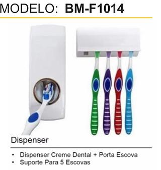 Dispenser Creme Dental + Porta Escova Suporte Para 5 Escovas