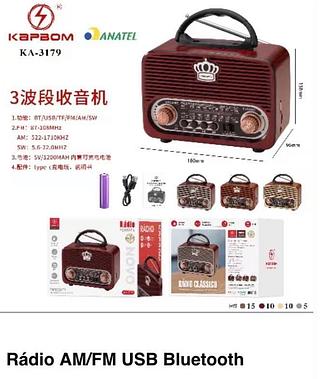 Rádio AM/FM USB Bluetooth KA3179